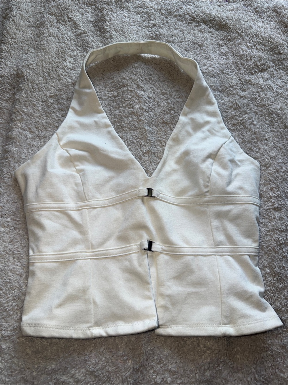 Women's White Halter Neck Tank Top